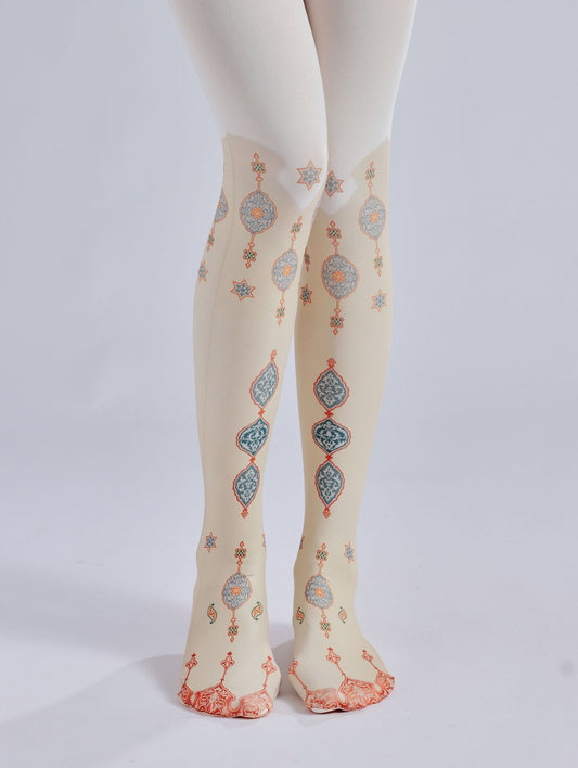 Medieval Patterned Women Tights with high elasticity and compression,shaping fit and ideal for weddings, parties, ethnic outfits, and street fashion