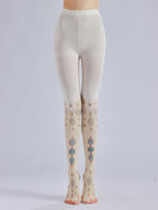 Medieval Patterned Women Tights with high elasticity and compression,shaping fit and ideal for weddings, parties, ethnic outfits, and street fashion