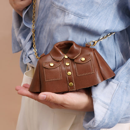 Mini Dress Leather Chain Shoulder Bag – Genuine Cowhide Novelty Bag