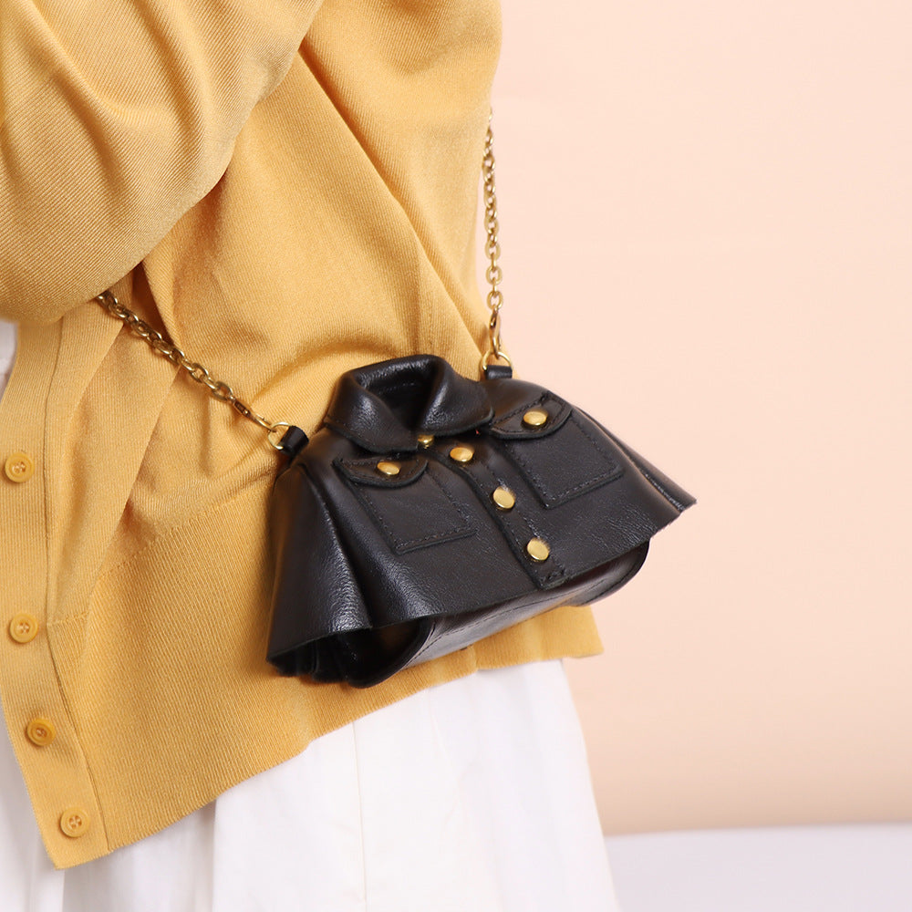 Mini Dress Leather Chain Shoulder Bag – Genuine Cowhide Novelty Bag
