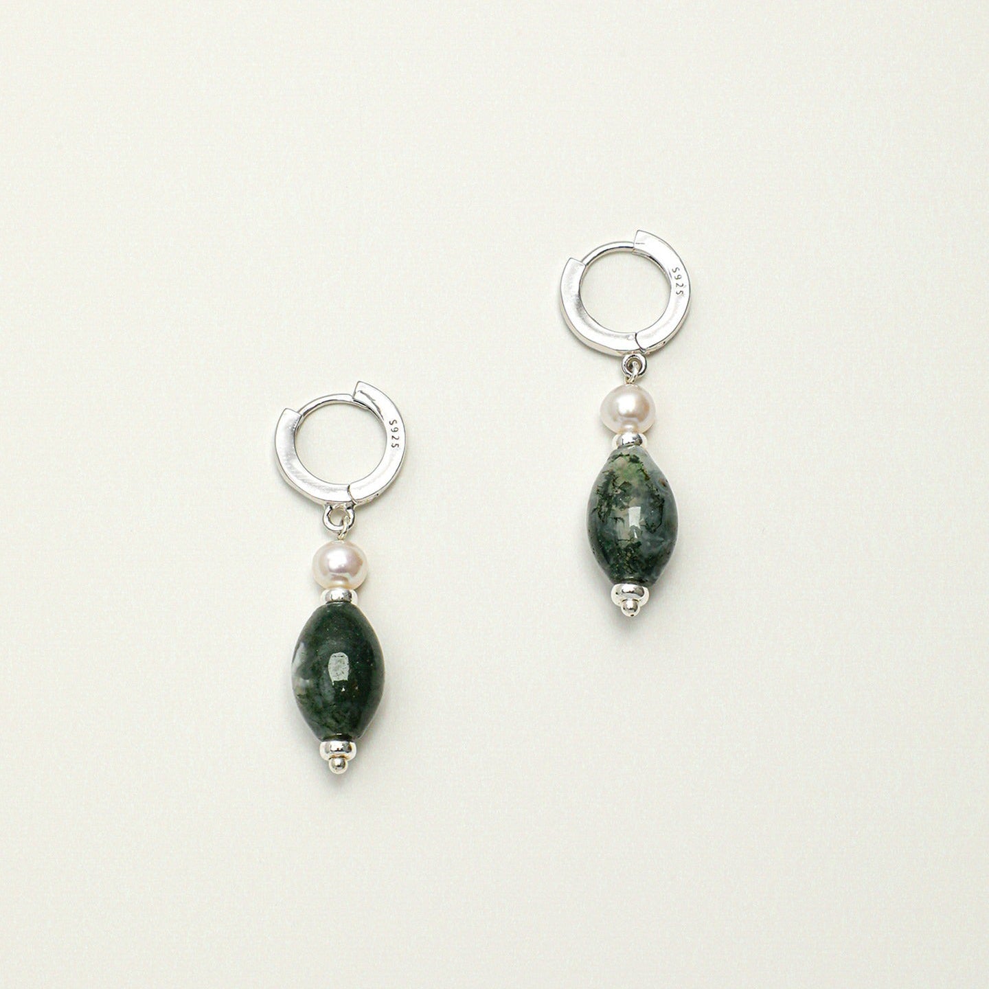 Moss Agate Pear lDrop Earring
