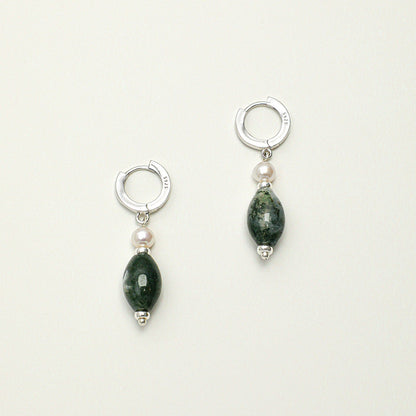 Moss Agate Pear lDrop Earring