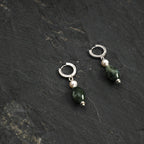Moss Agate Pearl Drop Earring