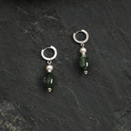 Moss Agate Pearl Drop Earring