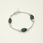 Moss Agate Pearl Silver Bracelet