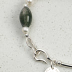 Moss Agate Pearl Silver Bracelet