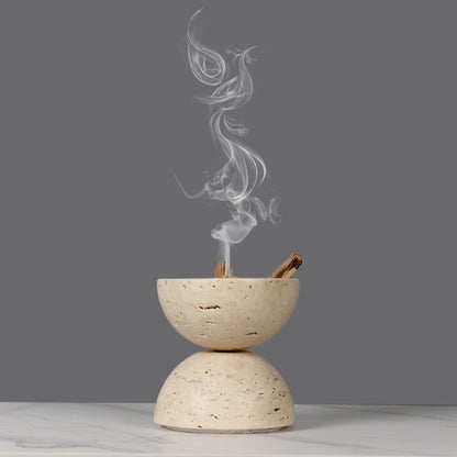 Natural Stone Censer & Aroma Burner | Travertine Incense Holder-Grainvity