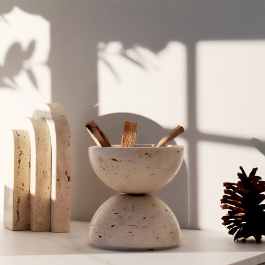 Natural Stone Censer & Aroma Burner | Travertine Incense Holder-Grainvity