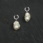 Natural Baroque Pearl  Silver Drop Earrings