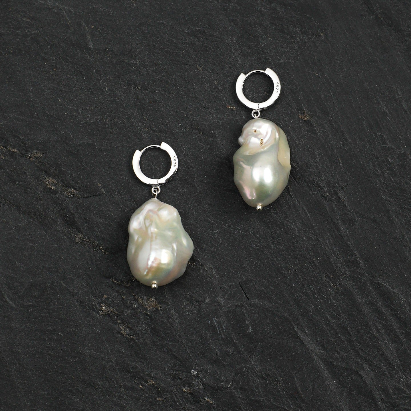 Natural Baroque Pearl  Silver Drop Earrings