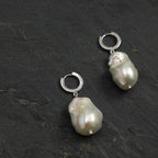 Natural Baroque Pearl  Silver Drop Earrings