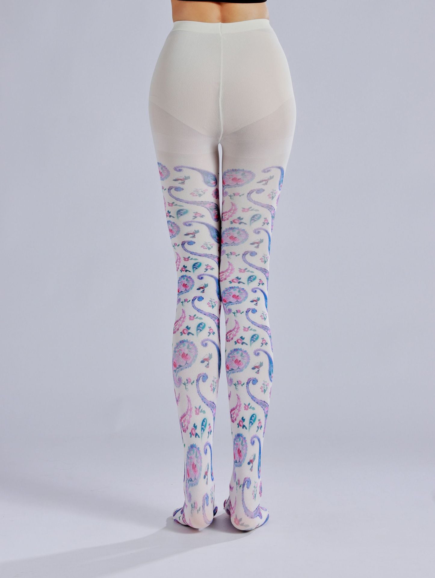 Colored Paisley Printed Tights with high elasticity and compression,shaping fit and ideal for weddings, parties, ethnic outfits, and street fashion