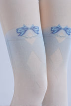 Grident Blue Star Pantyhose Bow JK Tights with high elasticity and shaping fit, suitable for events, cosplay, street style, and gifting girls at Christmas