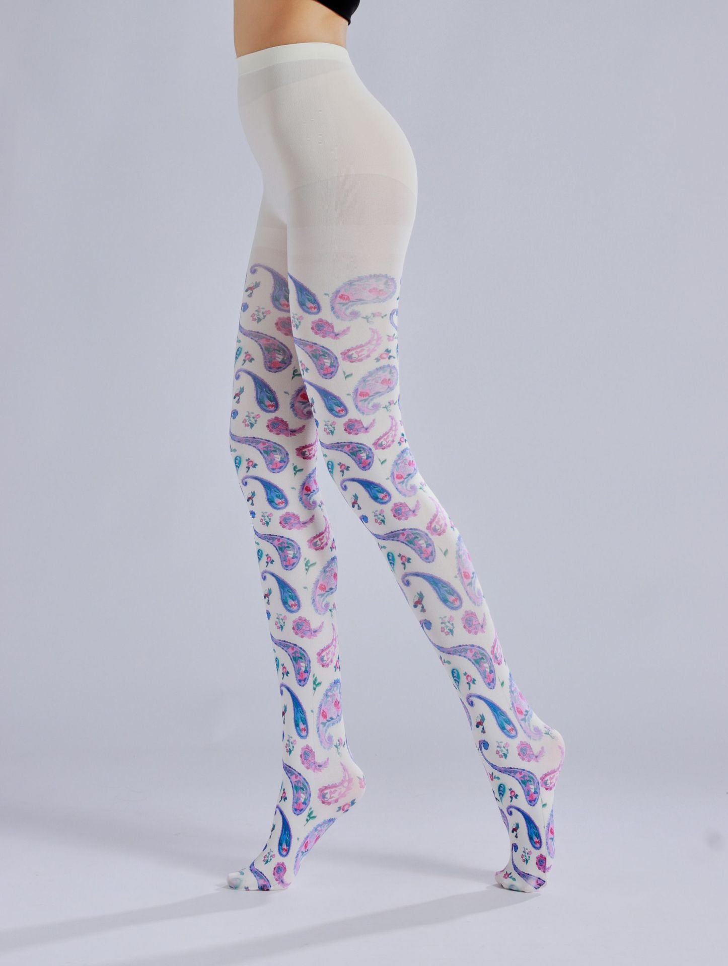 Colored Paisley Printed Tights with high elasticity and compression,shaping fit and ideal for weddings, parties, ethnic outfits, and street fashion