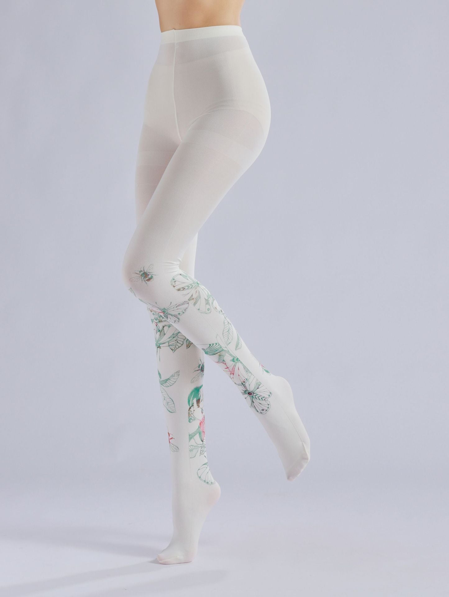 Butterfly & Bee Printed Tights Cottagecore Outfit-Grainvity