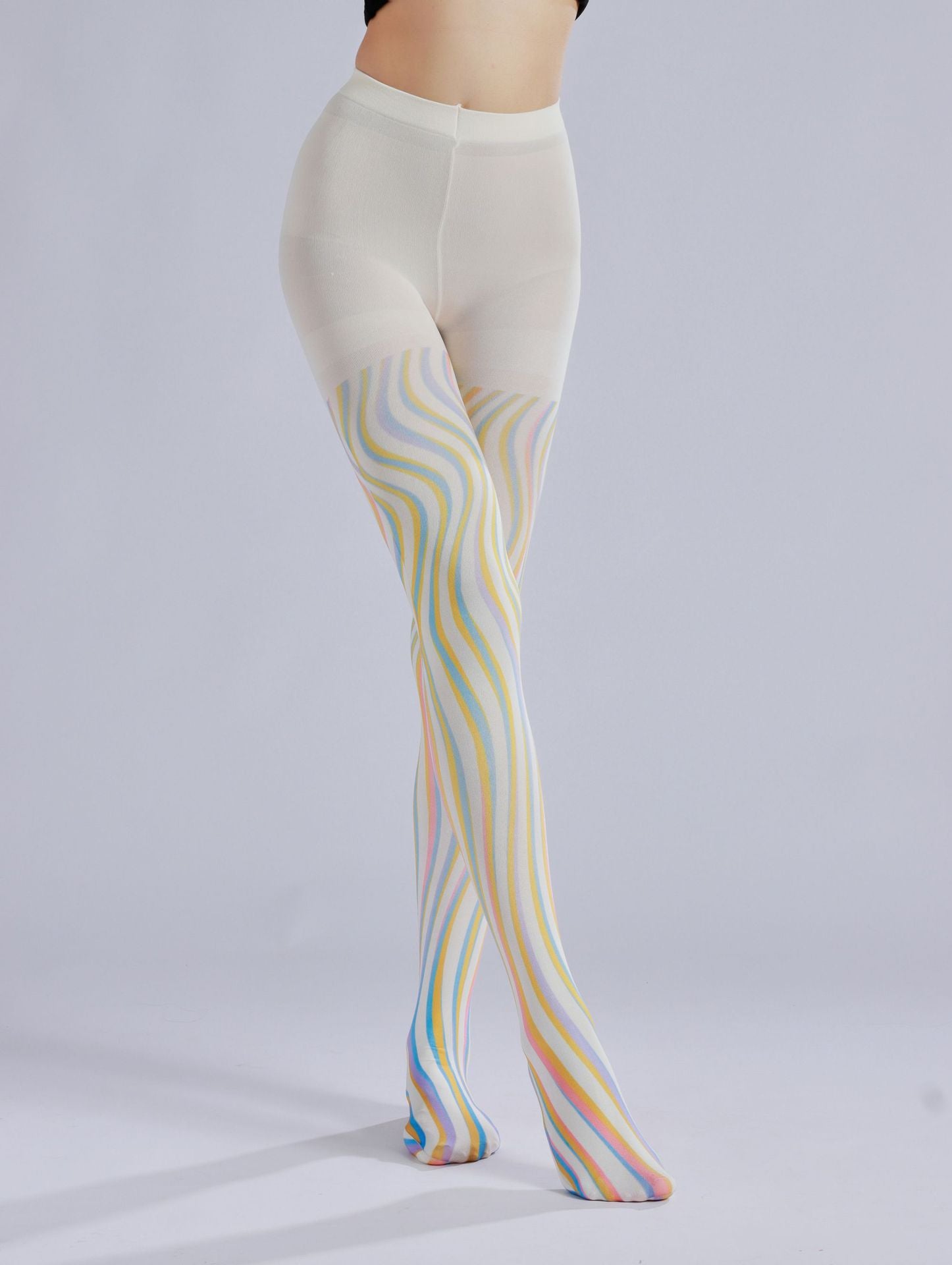 Color Wave Print Tights-Grainvity
