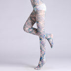 British Plaid Flower Bird Tights with high elasticity and compression,shaping fit and ideal for weddings, parties, ethnic outfits, and street fashion