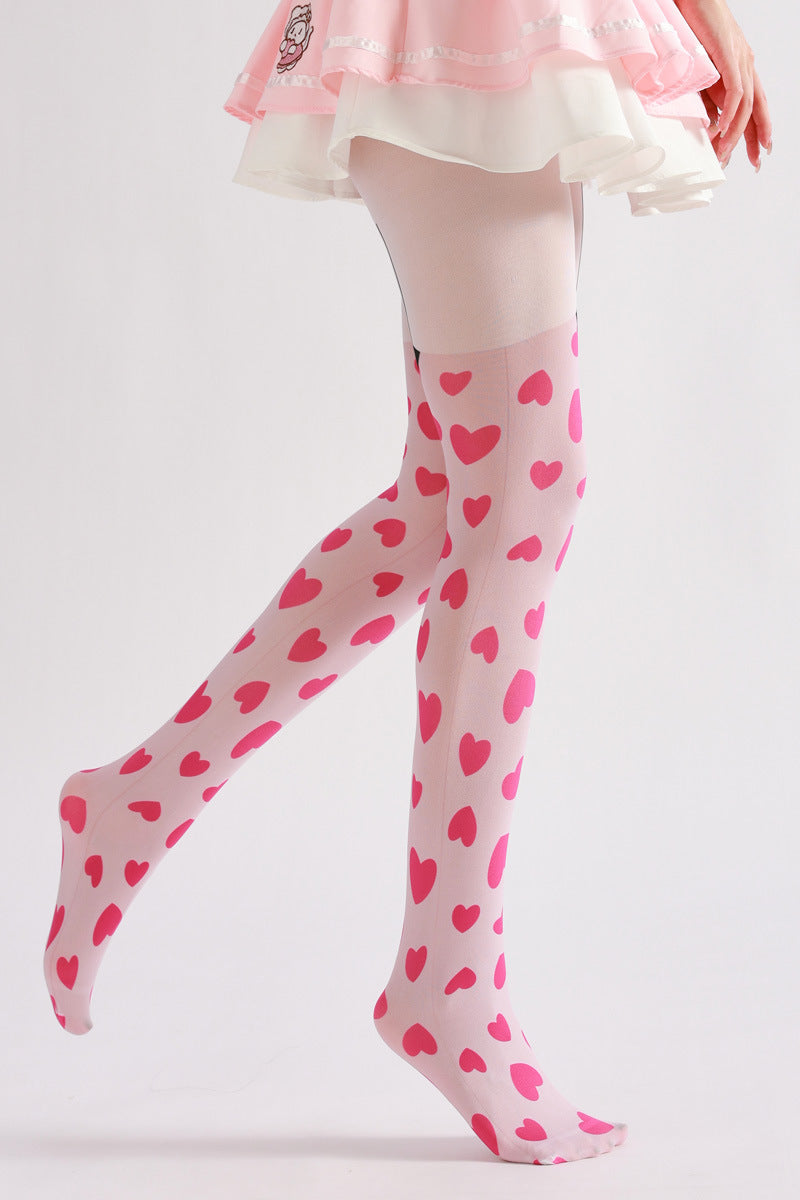 Pink Heart Tights-Grainvity