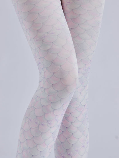 Mermaid Tights Pink Fish Scale Pattern-Grainvity