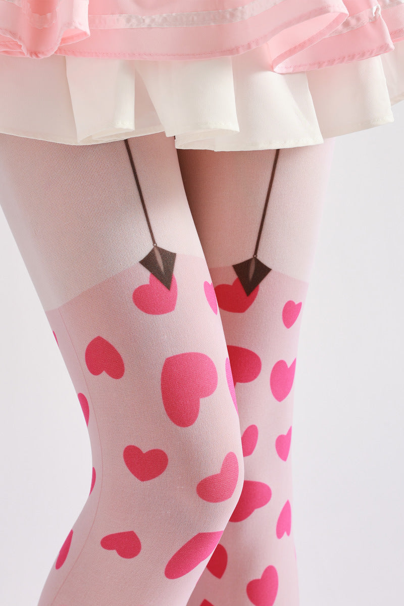 Pink Heart Tights-Grainvity