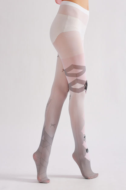 Grey Bow Pantyhose-Grainvity