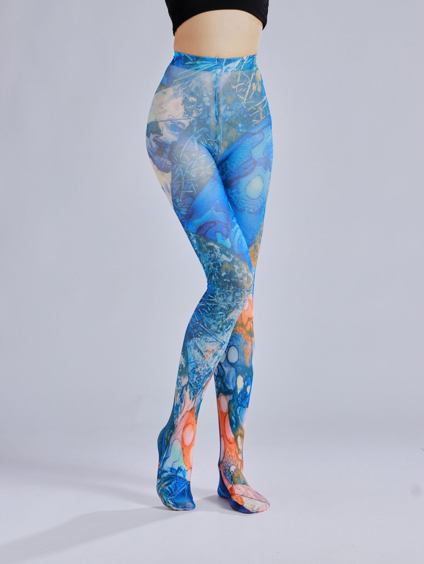 Ocean Patterned Women Tights-Grainvity