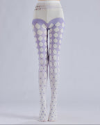 Gradient Purple Plaid Tights Women's Fancy Dress Costume Accessories, Perfect for Parties, Office, Street Fashion, and Daily Wear