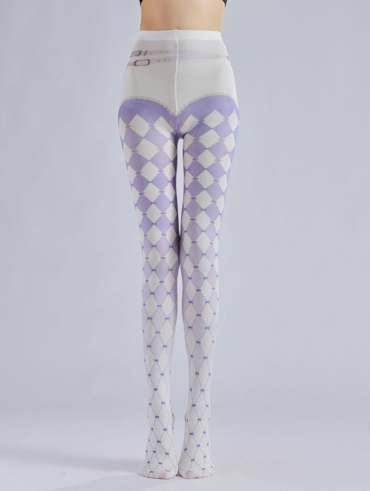 Gradient Purple Plaid Tights-Grainvity