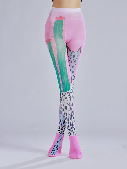 Cactus Printed Women Tights-Grainvity