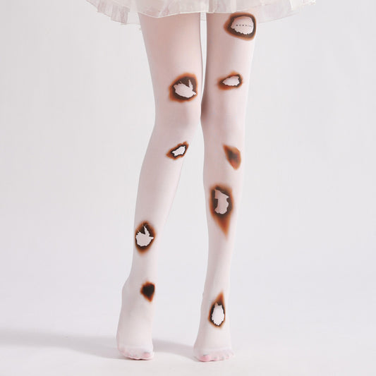 Fire Hole Printed Tights-Grainvity