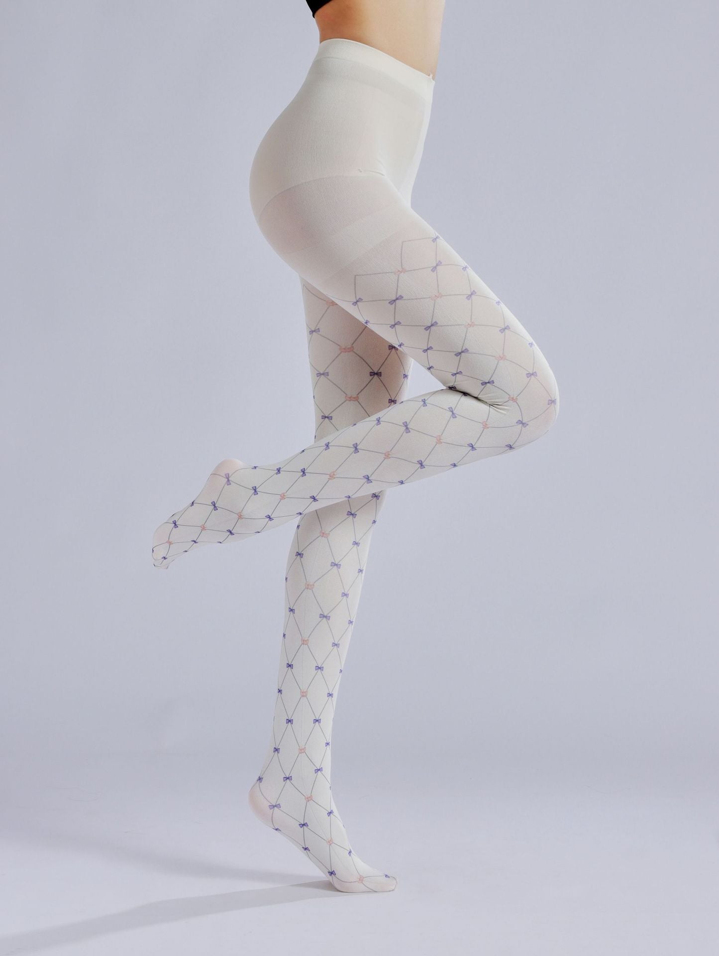 White Bow Tights Women's Fancy Dress Costume Accessories, Perfect for Parties, Office, Street Fashion, and Daily Wear