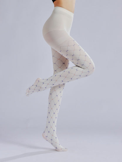 Fishing Nets Bow Tights White-Grainvity