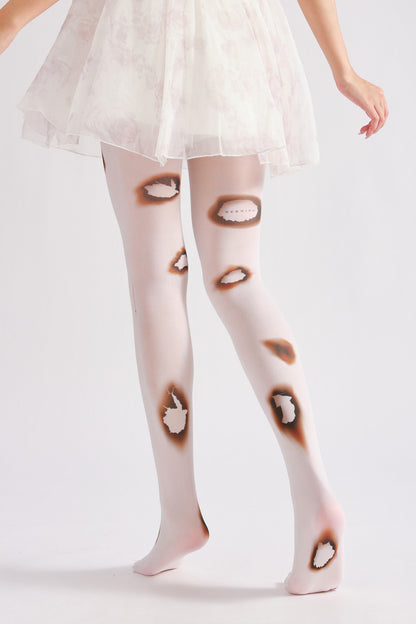 Fire Hole Printed Tights-Grainvity
