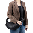 Soft leather croissant shoulder bag
