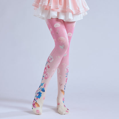 Pink Floral Women Tights-Grainvity