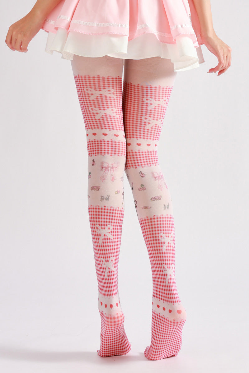 Pink Plaid Tights-Grainvity