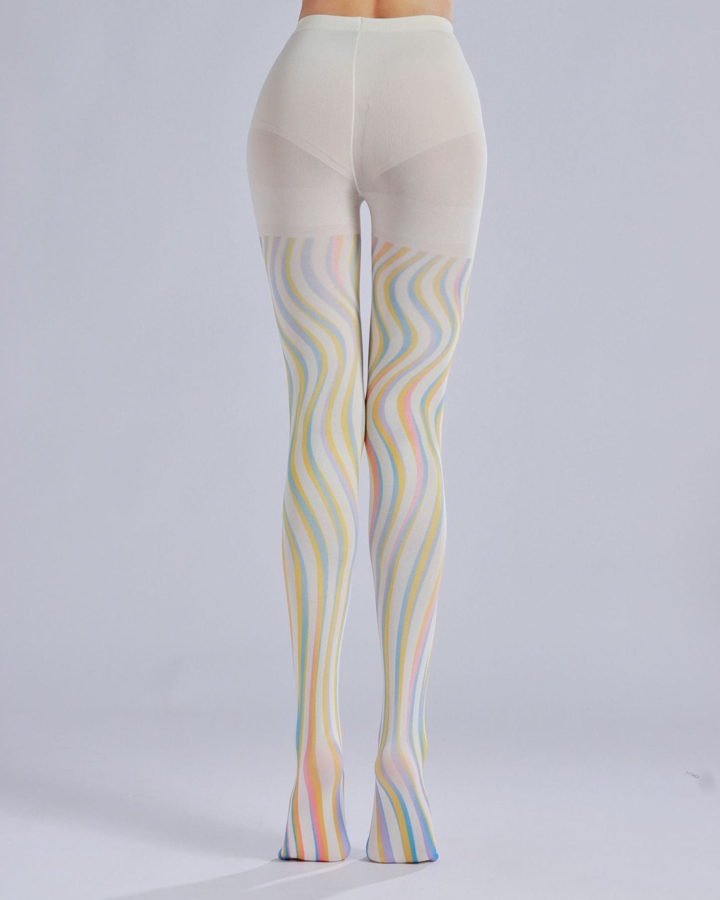 Color Wave Print Tights-Grainvity