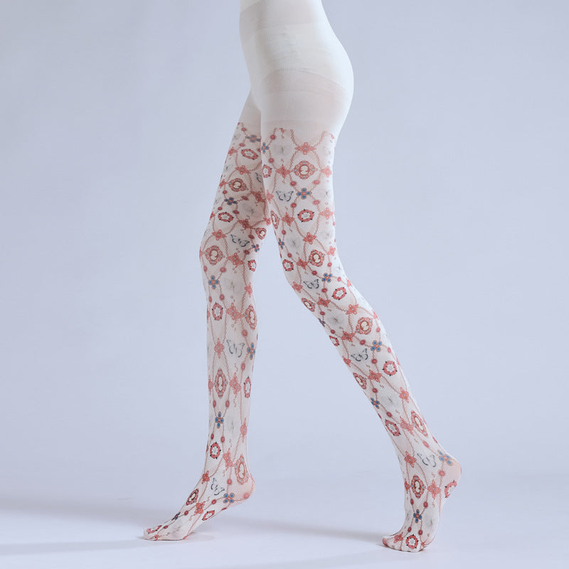 Victorian Cameo Tights Vintage Baroque Stockings with high elasticity and shaping fit, suitable for events, cosplay, street style, and gifting girls at Christmas