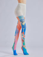 Colorful Painting Women Tights with high elasticity and compression,shaping fit and ideal for weddings, parties, ethnic outfits, and street fashion