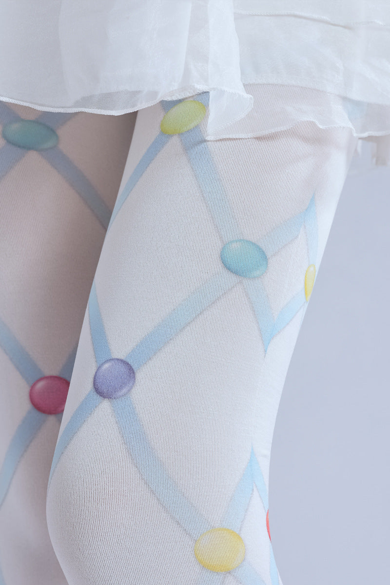 Colorful Tights Bead Stocking with high elasticity and shaping fit, suitable for events, cosplay, street style, and gifting girls at Christmas