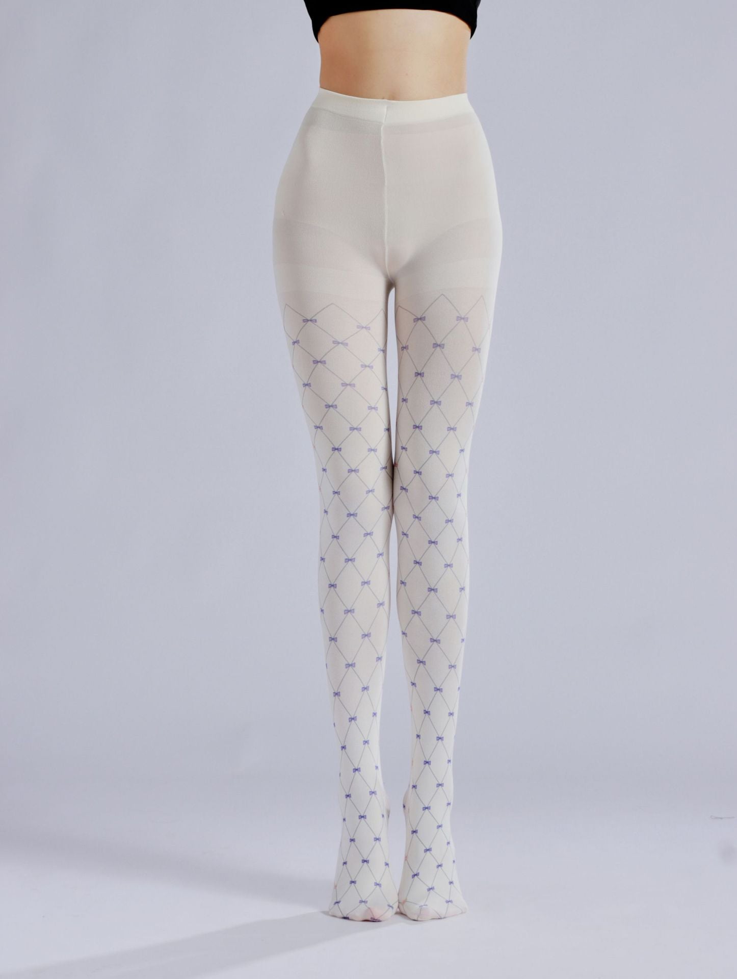 Fishing Nets Bow Tights White-Grainvity