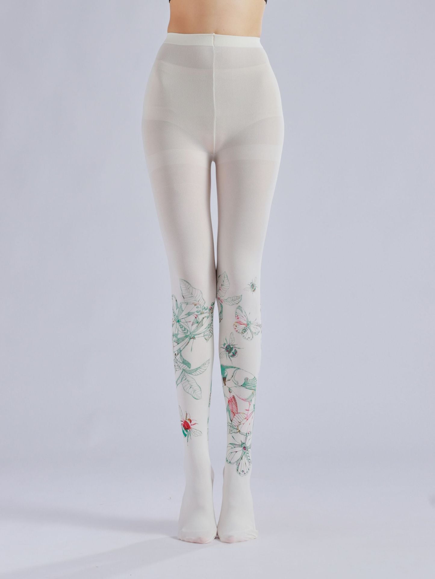 Butterfly & Bee Printed Tights Cottagecore Outfit-Grainvity