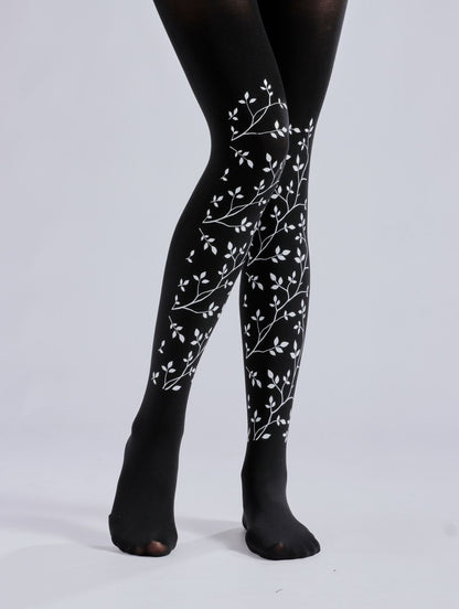 Small Leaf Black Tights-Grainvity
