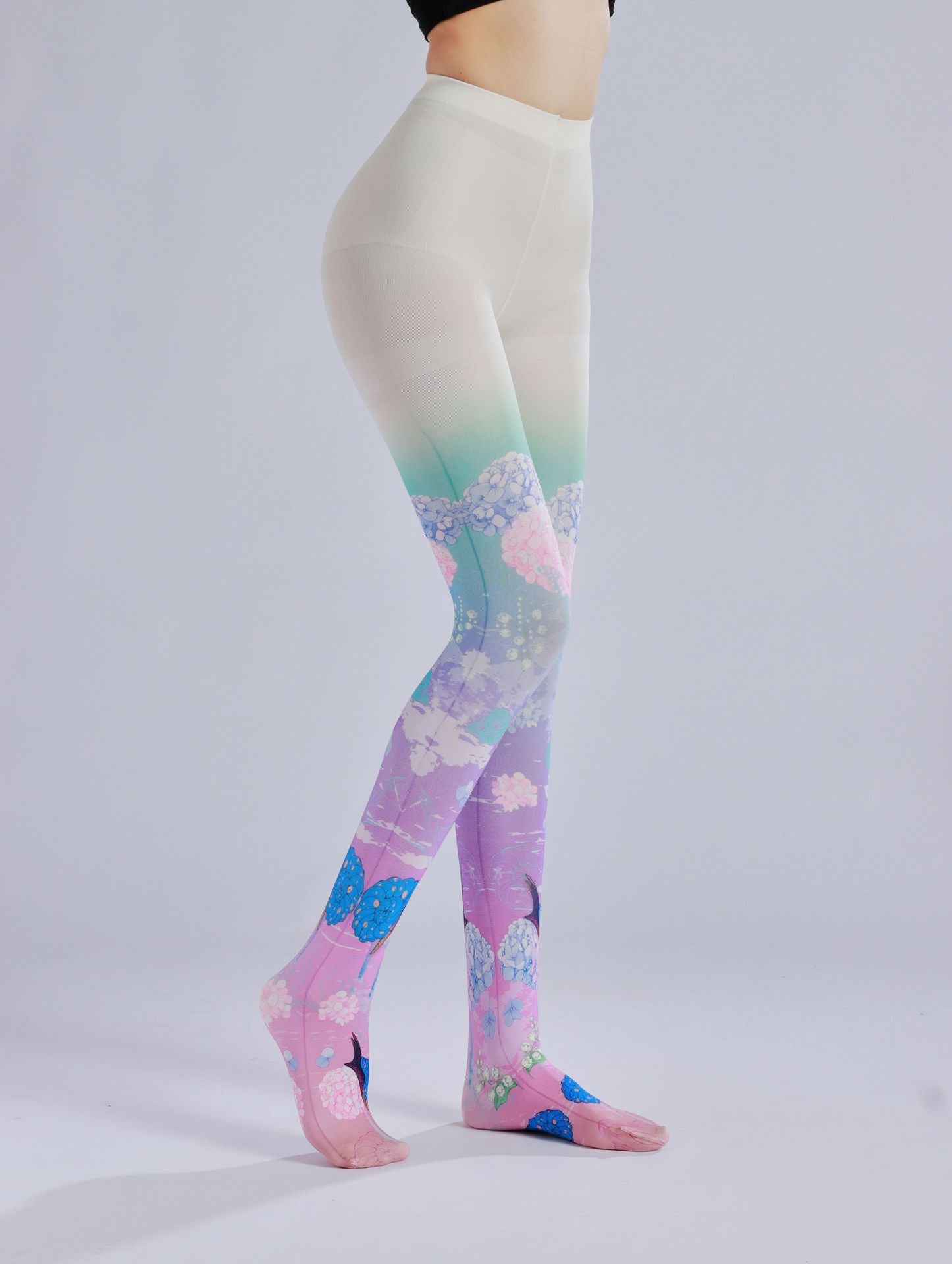 Hydrangea Floral Women Tights-Grainvity