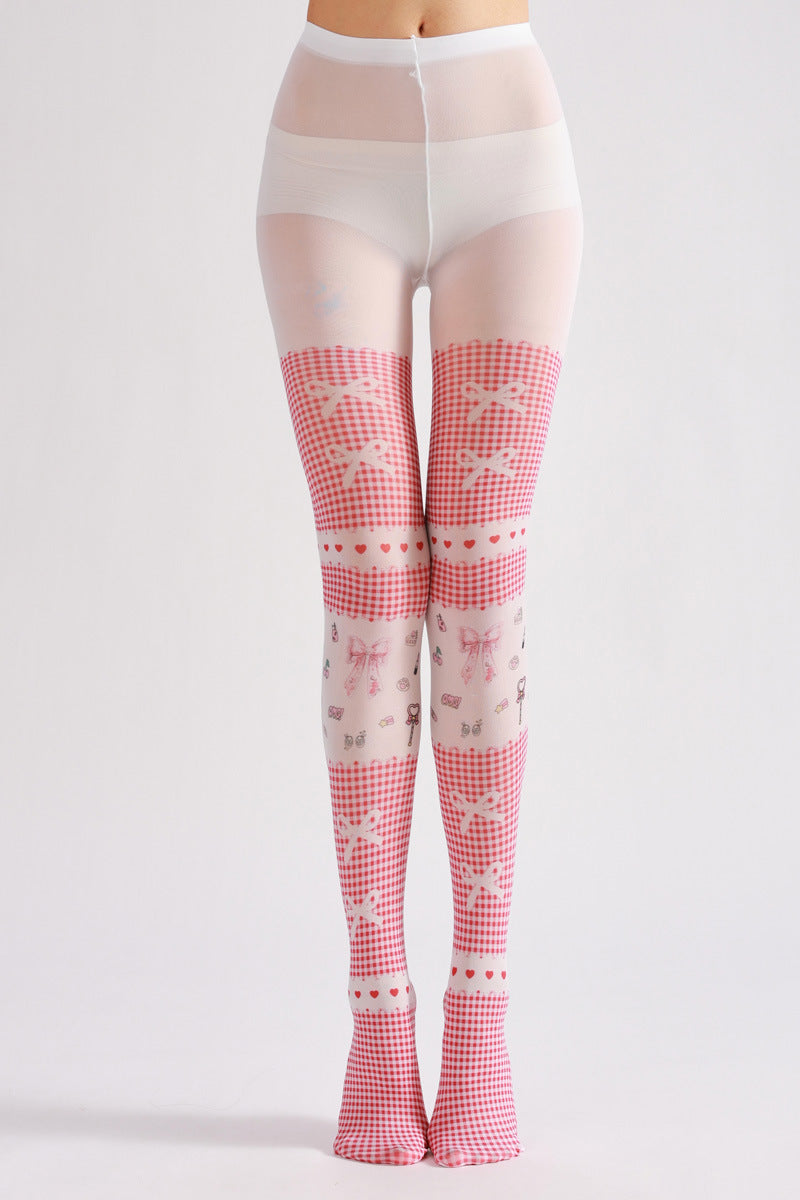 Pink Plaid Tights-Grainvity