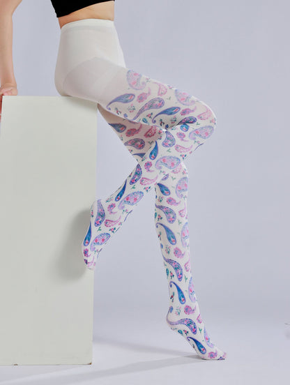 Colored Paisley Printed Tights-Grainvity