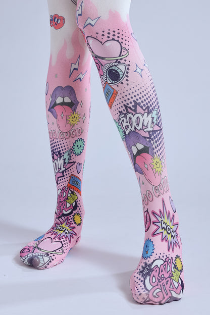 Comic Graffiti Women Tights-Grainvity