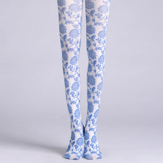 Blue and White Porcelain Tights-Grainvity