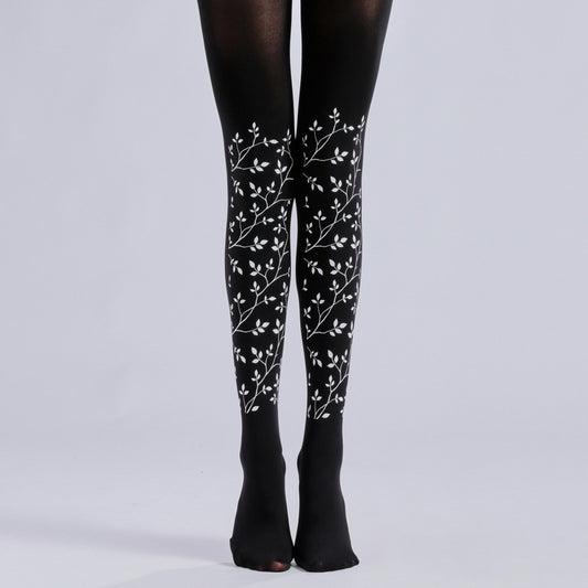 Small Leaf Black Tights-Grainvity