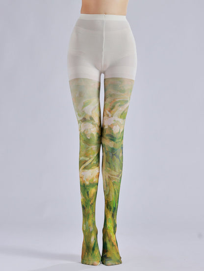 Vintage Oil Painting Patterned Tights-Grainvity